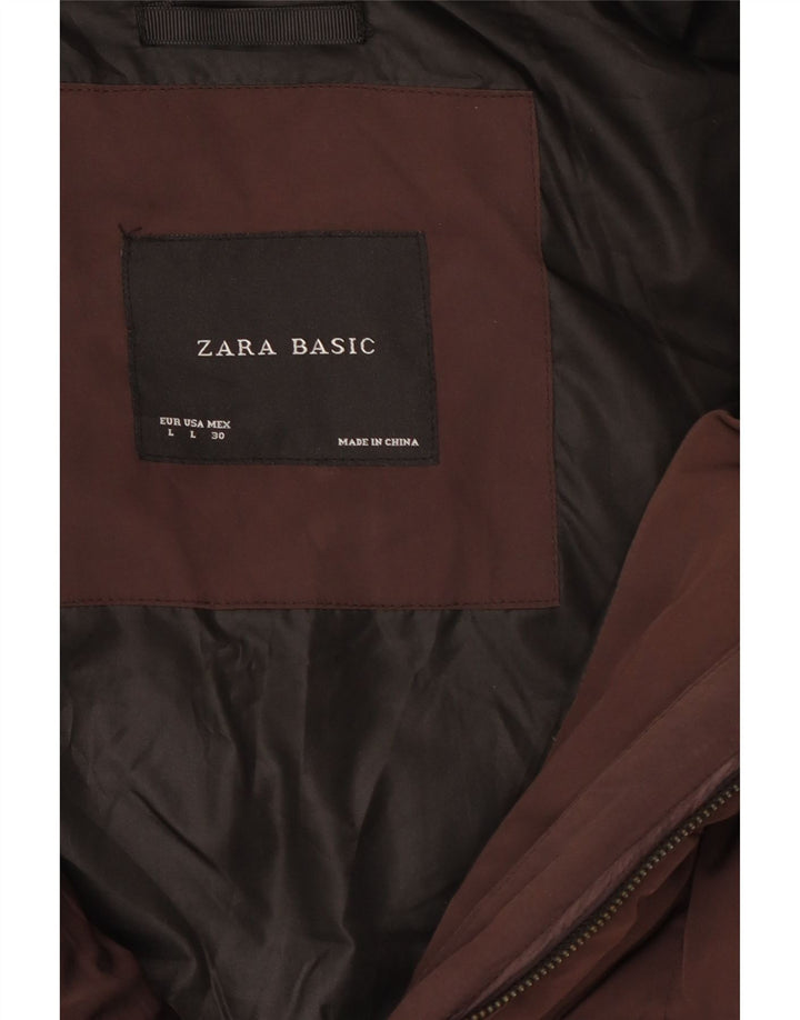 Zara Damen Wattierter Mantel UK 16 Large Braun