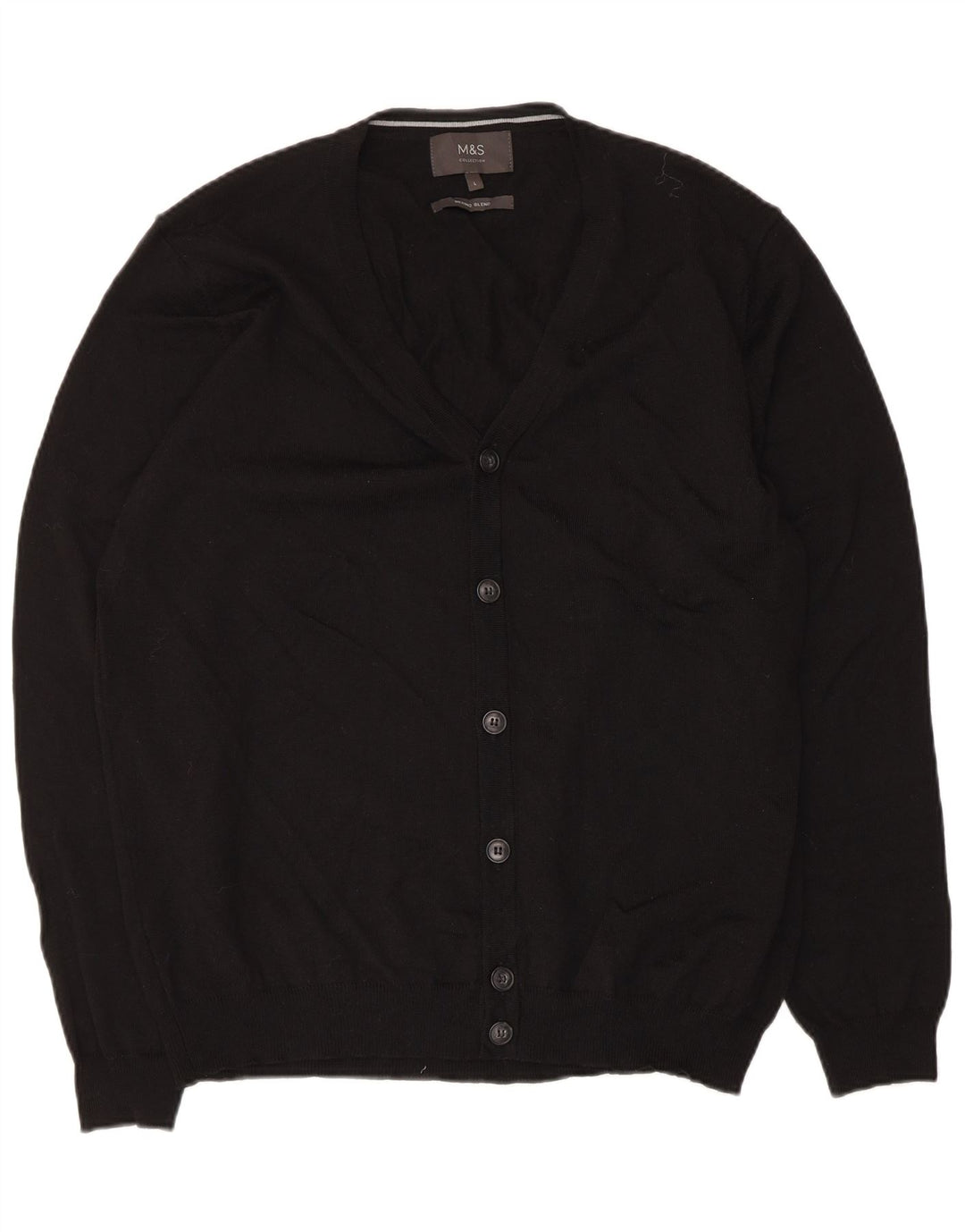 Marks & Spencer Herren-Strickjacke, groß, aus schwarzem Acryl