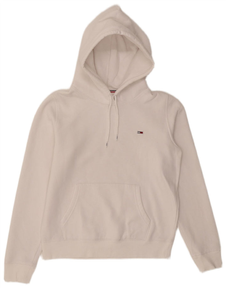 TOMMY HILFIGER Damen Übergroßer Kapuzenpullover UK 10 Small Weiß