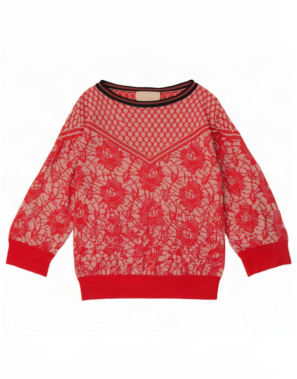 Chiara Bertani Damen-Pullover mit U-Boot-Ausschnitt, Gr. 10, kleines rotes Blumenmuster