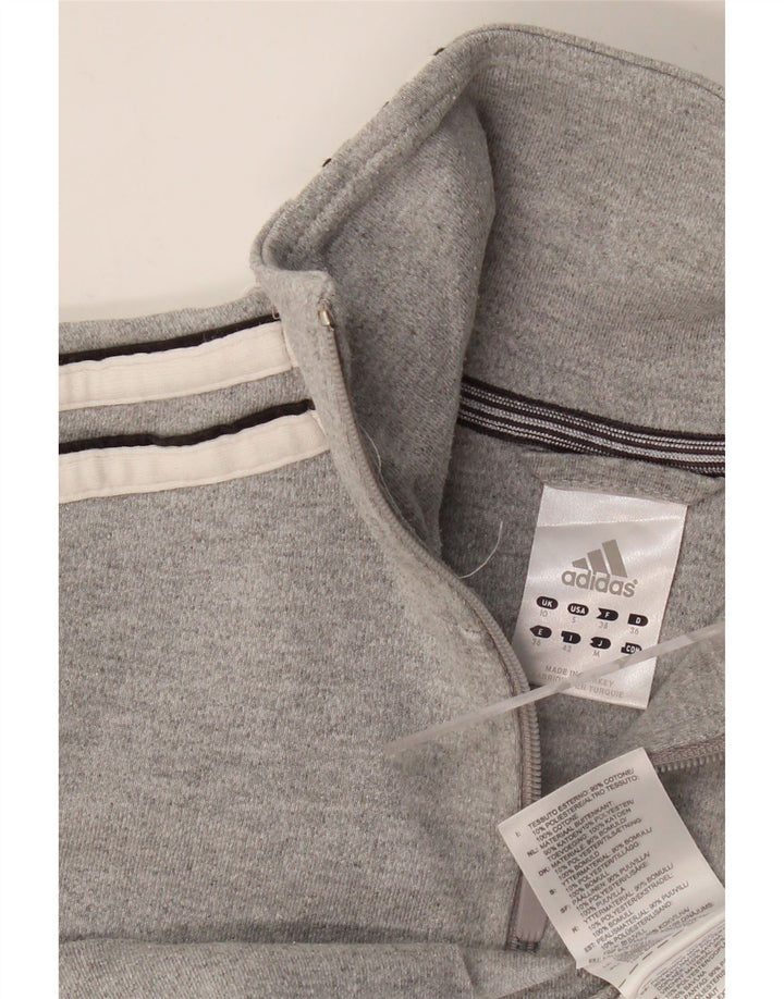 Adidas Damen Trainingsanzug Top Jacke UK 10 Small Grau Baumwolle