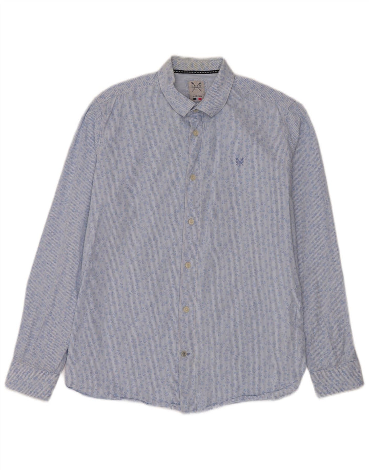 Crew Clothing Herrenhemd aus mittelblauer Baumwolle mit Blumenmuster