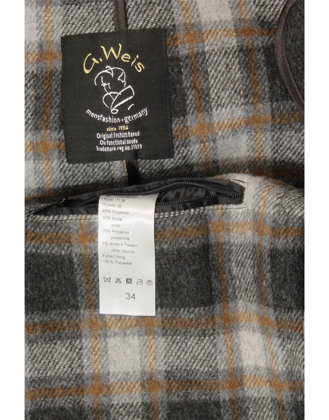 Vintage Herren Loose Fit Dufflecoat mit Kapuze UK 50 4XL Graue Wolle