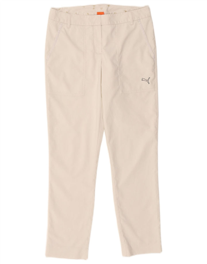 Puma Damen Slim Chino Hose UK 10 Small W32 L28 Weiß Polyester