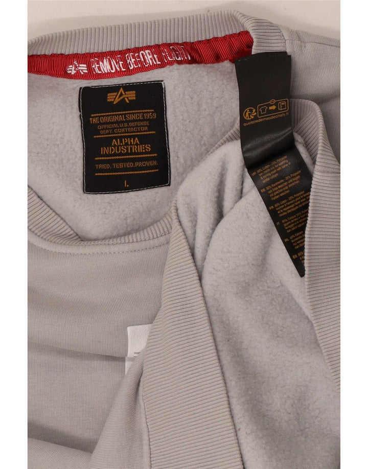 Alpha Industries Herren-Sweatshirt mit Grafik, groß, graue Baumwolle
