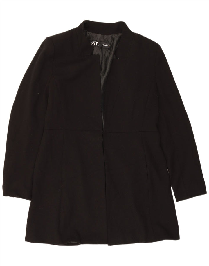 Zara Damen Mantel UK 16 Large Schwarz Polyester