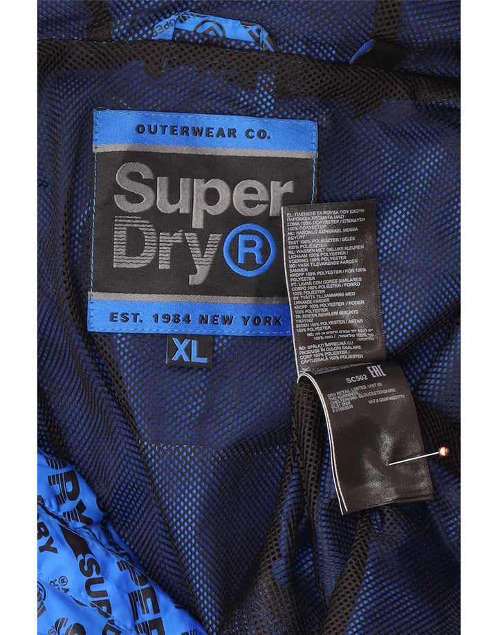 Superdry Herren-Regenjacke mit grafischer Kapuze, UK 42, XL, Blau, Polyester