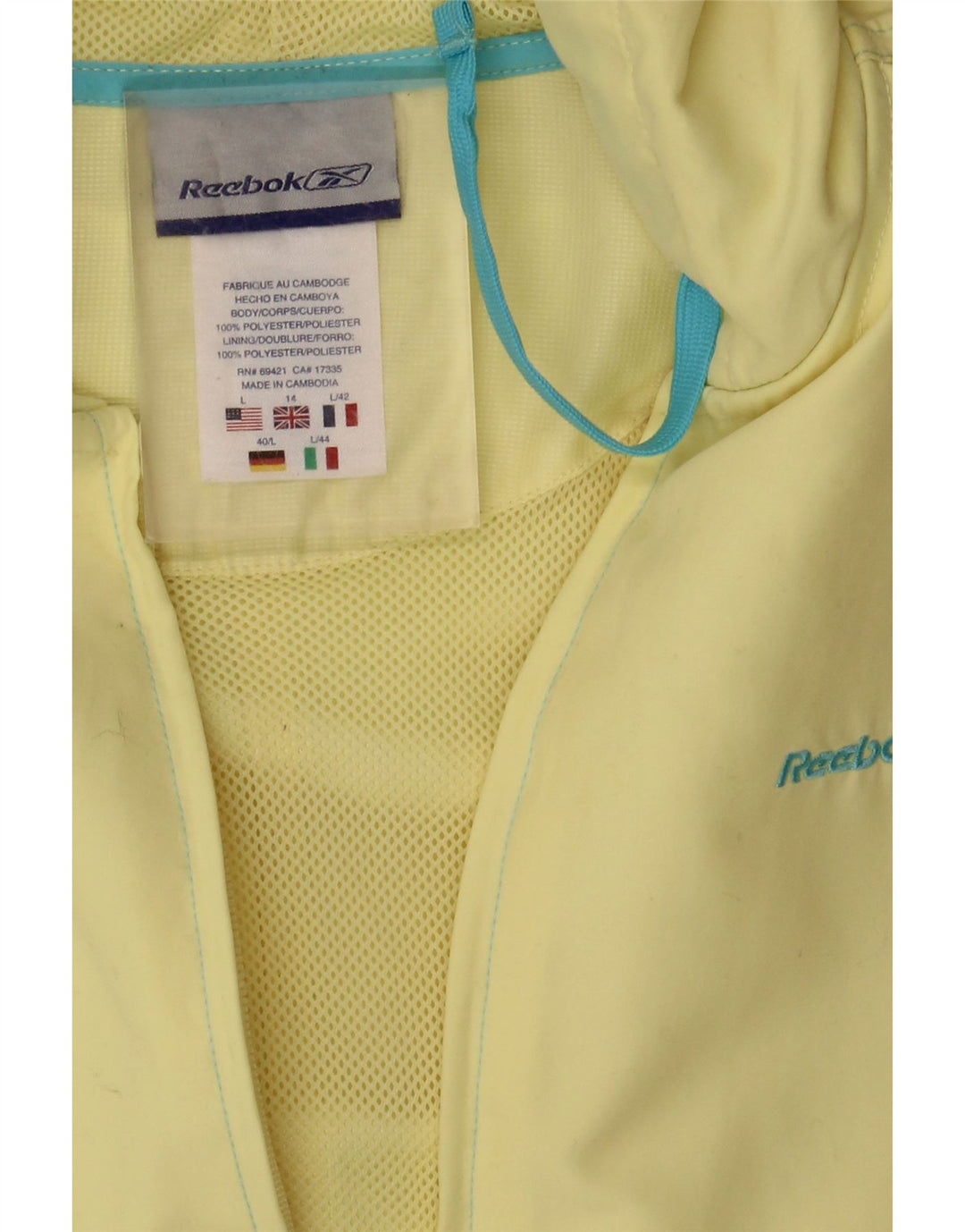 Reebok Damen Kapuzen-Regenjacke UK 14 Large Gelb Polyester
