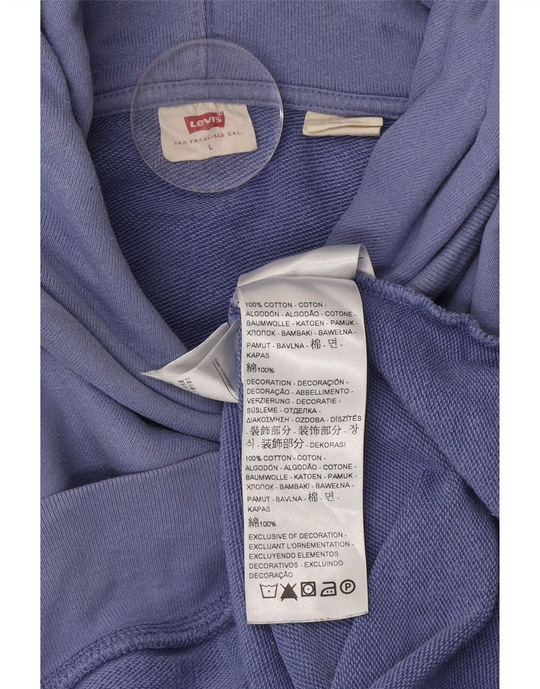 LEVI'S Womens Hoodie Jumper UK 16 Large Blue Cotton Vintage Levi's and Second-Hand Levi's from Messina Hembry 