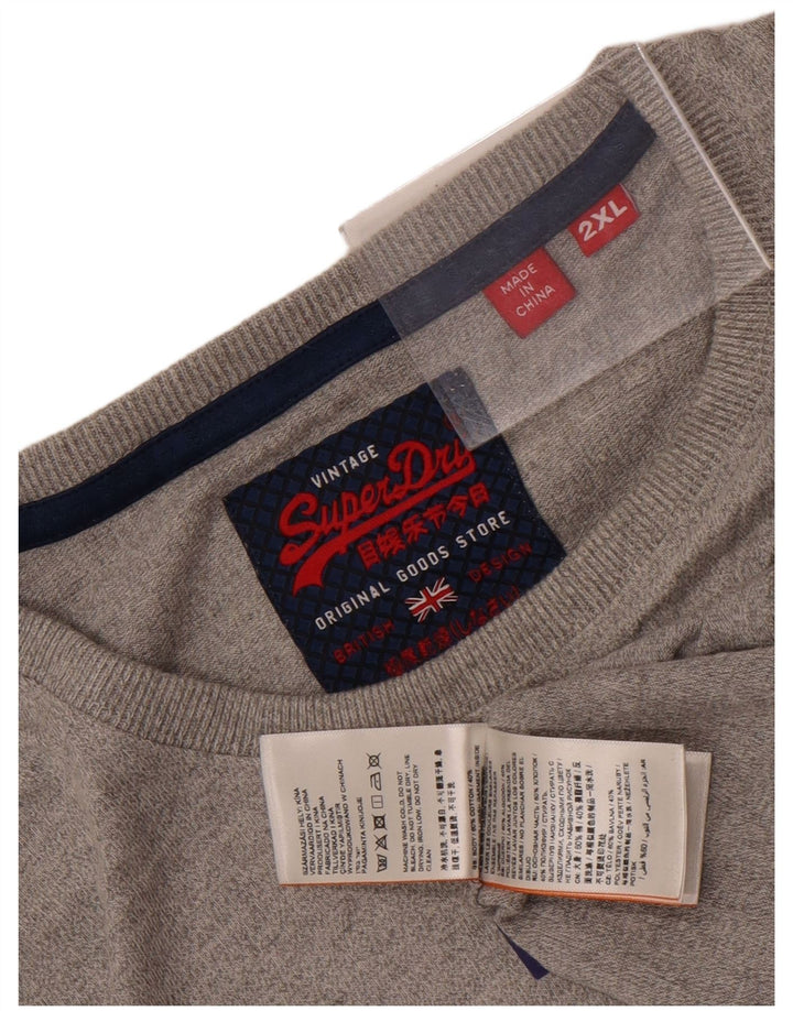 Superdry Herren Grafik-T-Shirt-Oberteil 2XL aus grauer Baumwolle