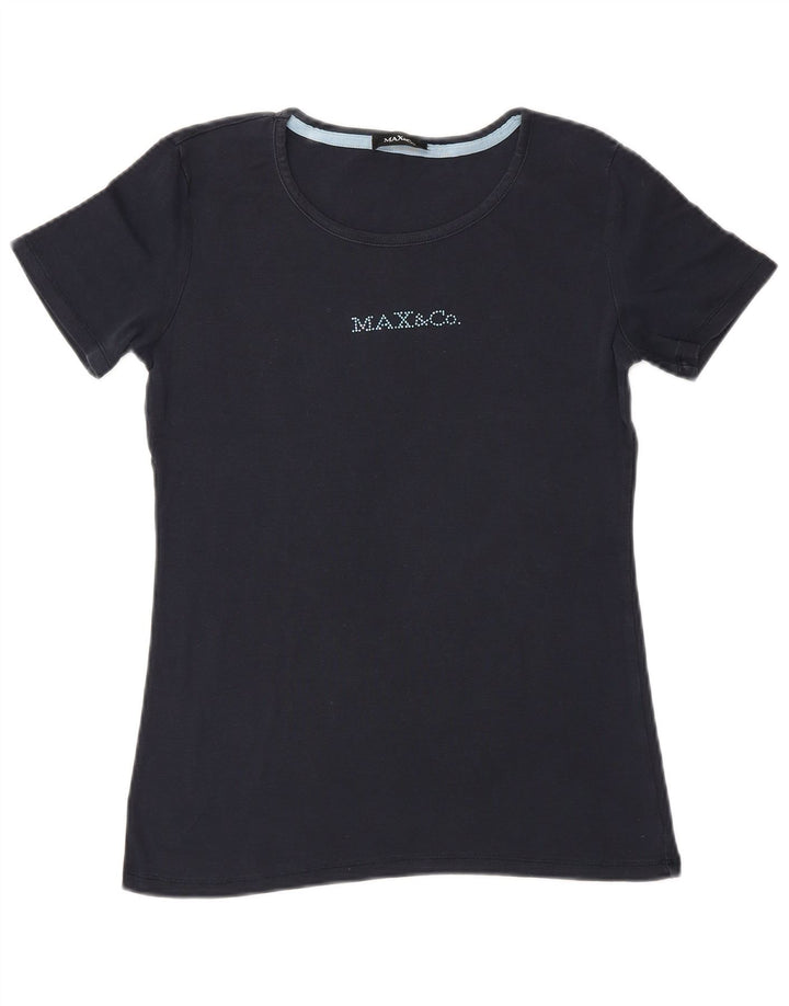 Max & Co. Grafik-T-Shirt für Damen, UK 10, Größe S, Marineblau