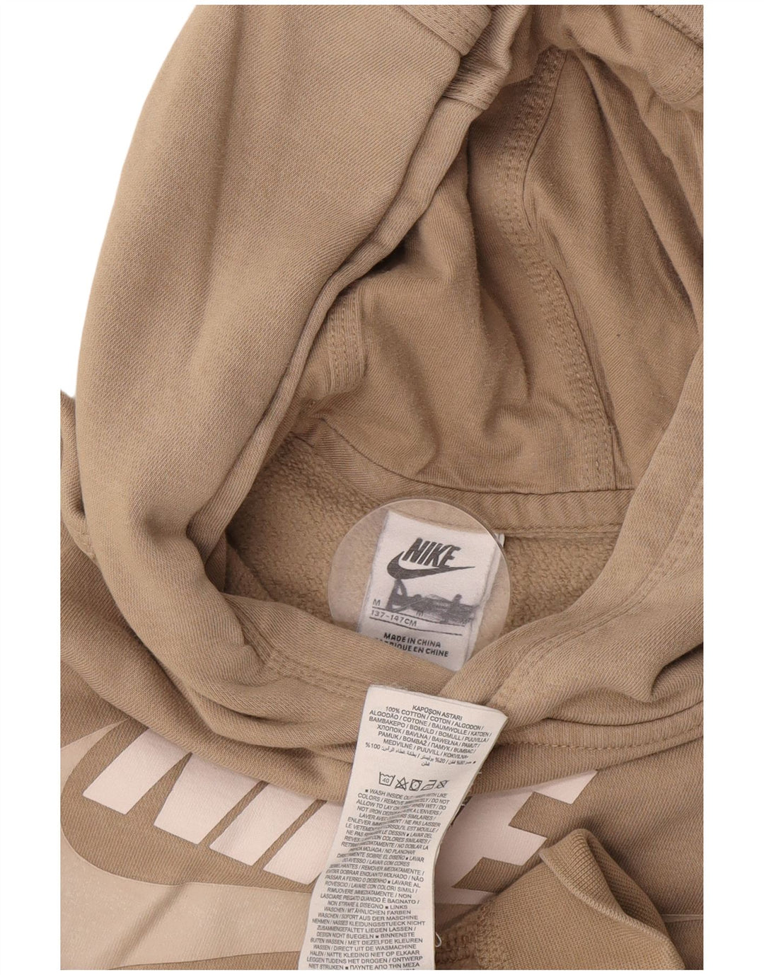Nike Jungen-Pullover mit grafischem Kapuzenpullover, mittelbeige Baumwolle, 10–11 Jahre