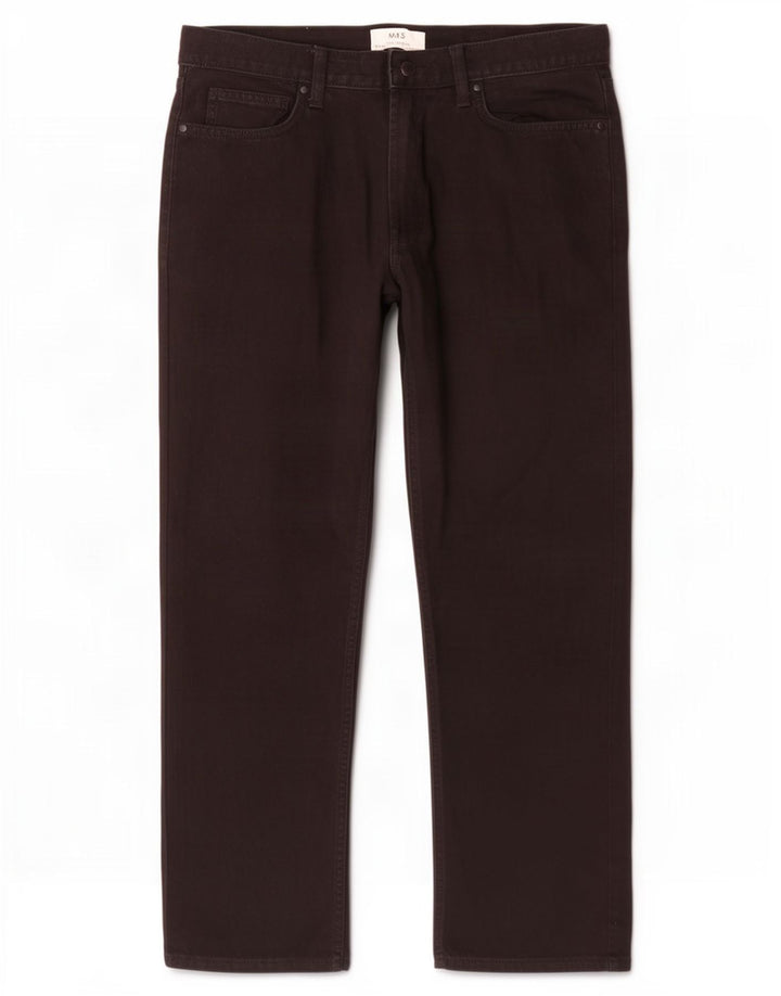 Marks & Spencer Herren Straight Jeans W34 L31 Schwarze Baumwolle