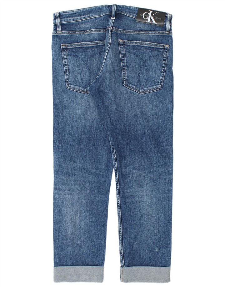 Calvin Klein Herren Straight Jeans W32 L27 Blaue Baumwolle
