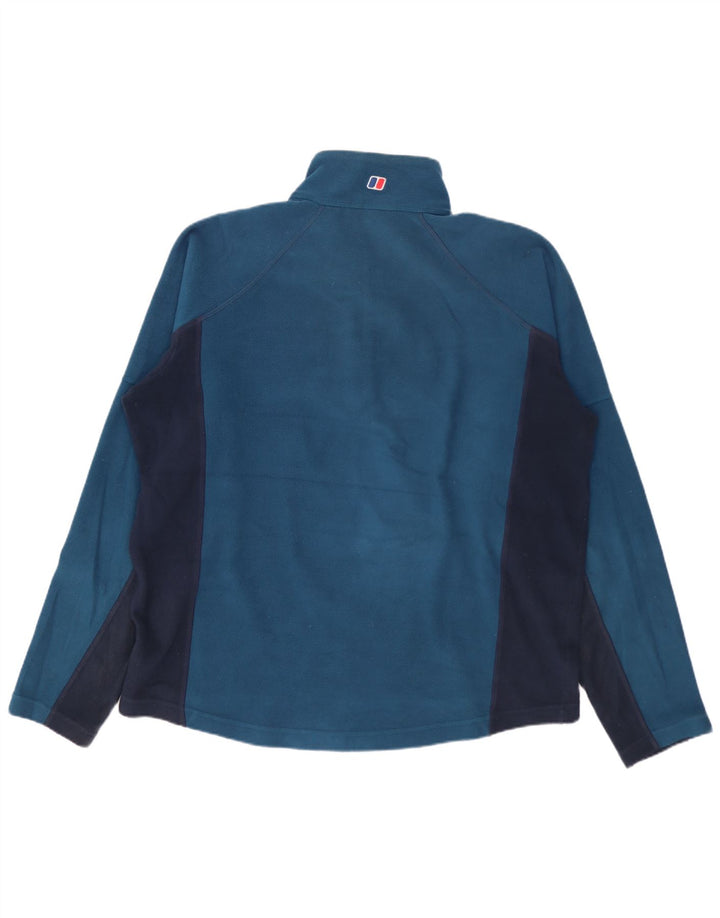 Berghaus Herren-Fleecepullover mit Reißverschluss am Hals, mittelblau, Farbblock