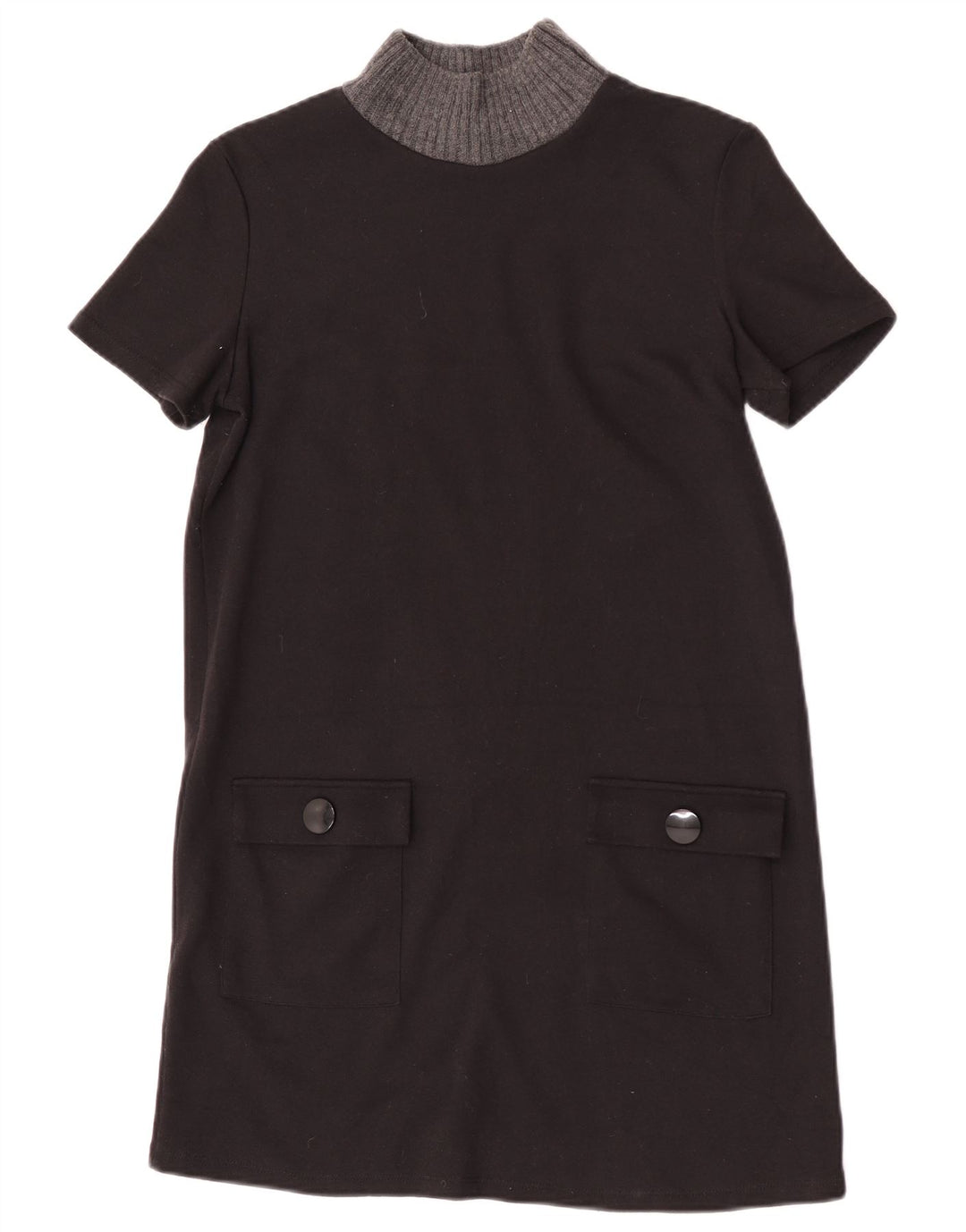 Zara Damen Trafaluc Etuikleid UK 12 Mittelschwarzes Colourblock-Polyester