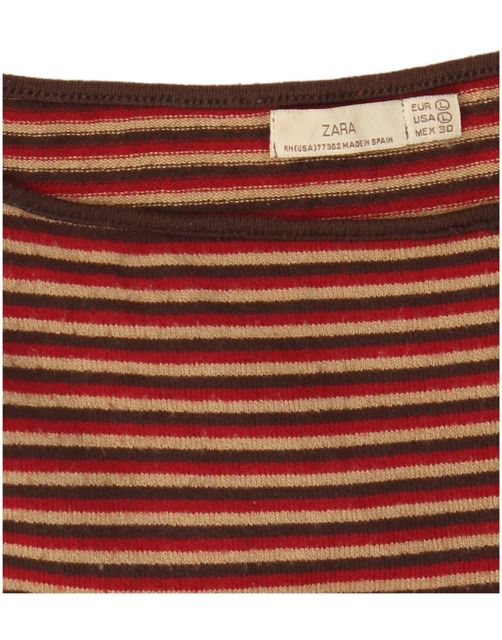 Zara Damen-Top, 3/4-Ärmel, UK-Größe 44, groß, mehrfarbig gestreift