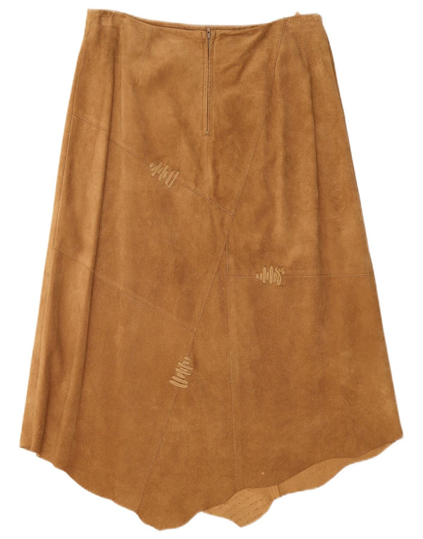Conbipel Damen Asymmetrischer Rock aus Wildleder mit hoher Taille IT 48 XL W30 Braun