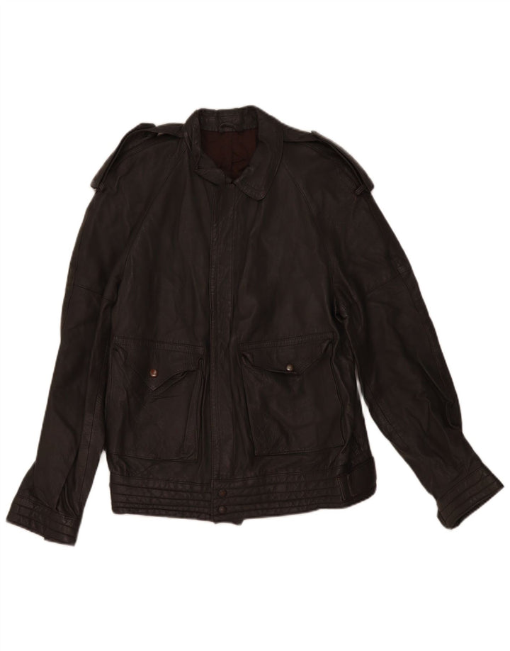 Vintage Herren Militärlederjacke IT 44 XS Graues Leder