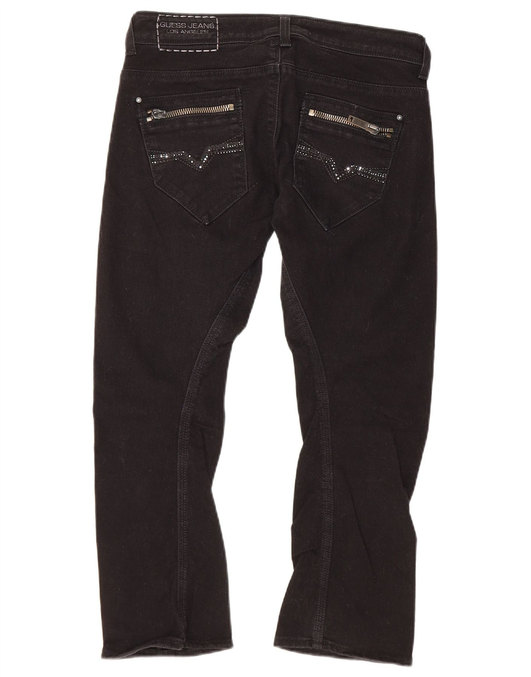 Guess Damen-Cropped-Jeans, W28, L23, schwarze Baumwolle