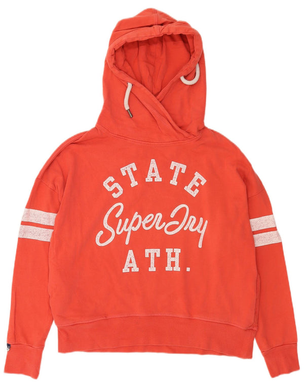 Superdry Womens Graphic Oversized Hoodie Pullover UK 14 Mittelrote Baumwolle
