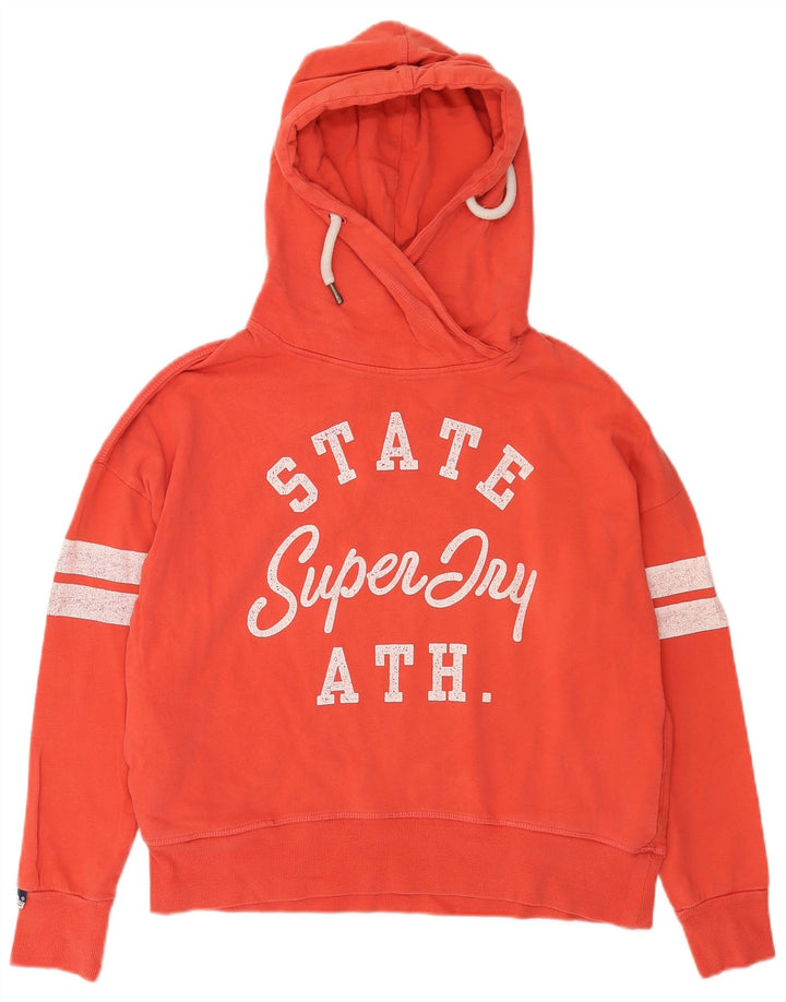 Superdry Womens Graphic Oversized Hoodie Pullover UK 14 Mittelrote Baumwolle