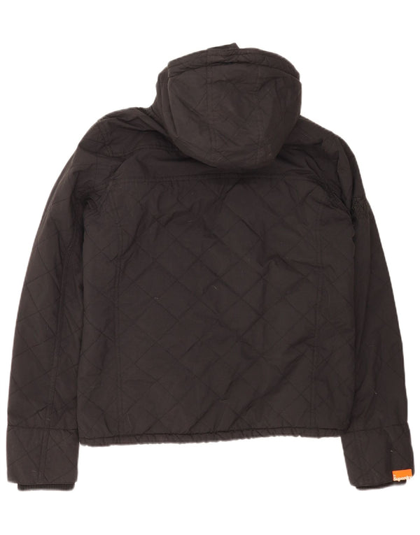 Superdry Womens The Windcheater Hooded Windbreaker Jacket UK 16 Large Black