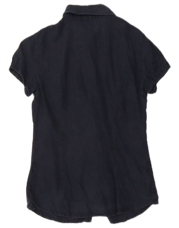 Armani Damen Kurzarmhemd UK 10 Small Marineblau