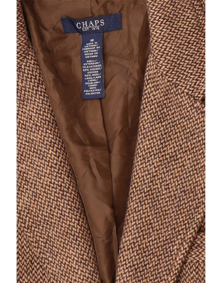 Chaps Damen-Blazerjacke mit 2 Knöpfen, US 16, 2XL, braune Viskose