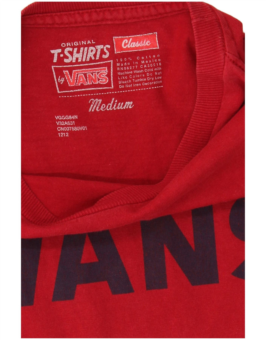 Vans Herren-T-Shirt mit klassischer Grafik, mittelrote Baumwolle