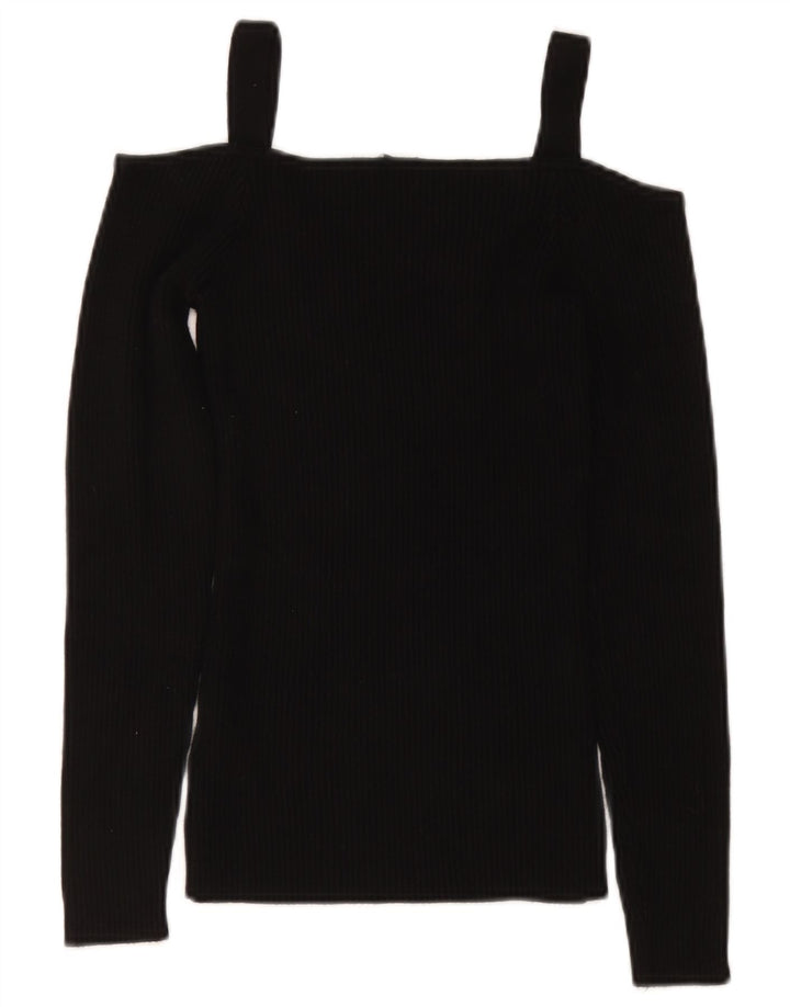 Guess Damen Crop Off Shoulder Top UK 8 Small Schwarz Rayon