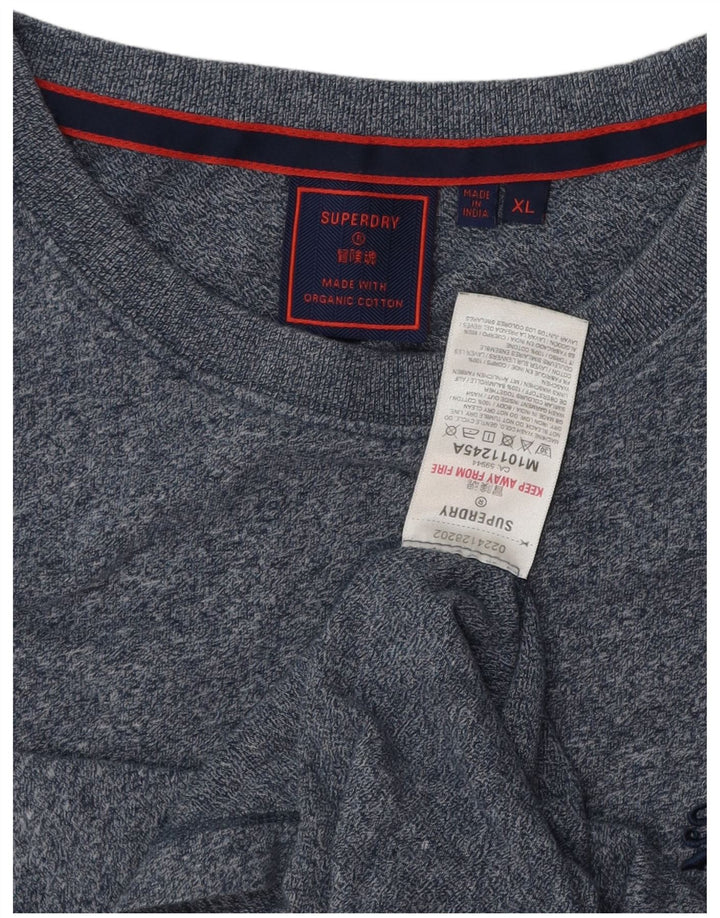 SUPERDRY Herren-T-Shirt-Oberteil XL aus marineblau gesprenkelter Baumwolle