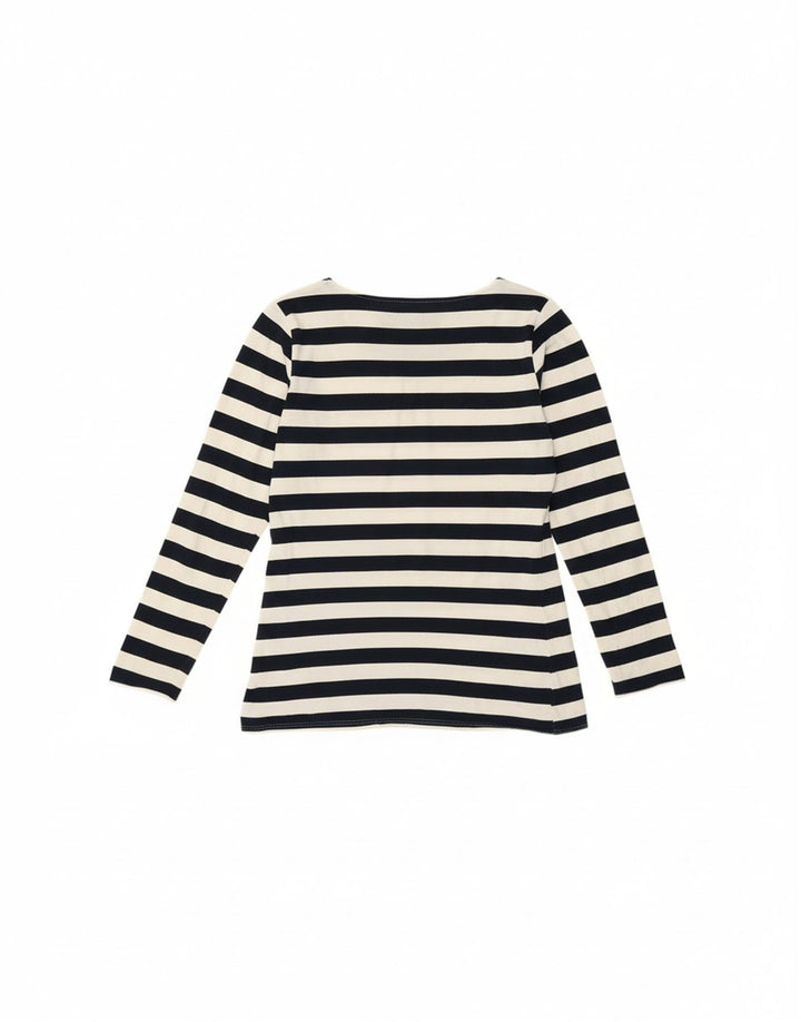 VINTAGE Womens Casual Top Long Sleeve IT 42/44 Medium Navy Blue Striped