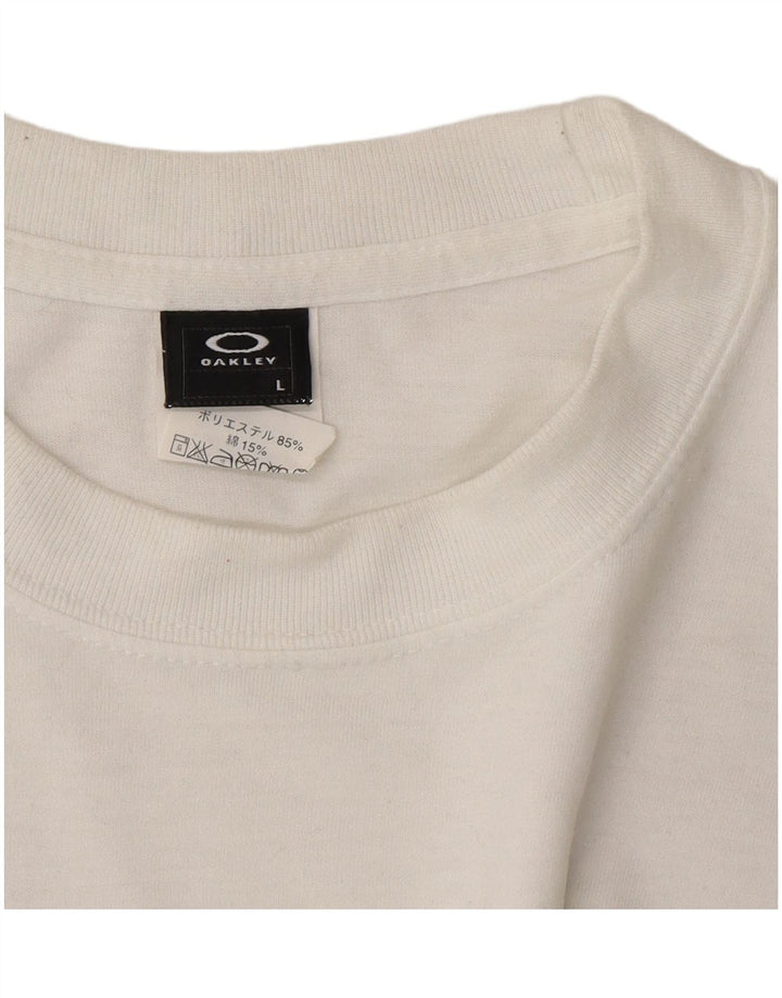 Oakley Herren-Top, langärmelig, groß, weißes Polyester