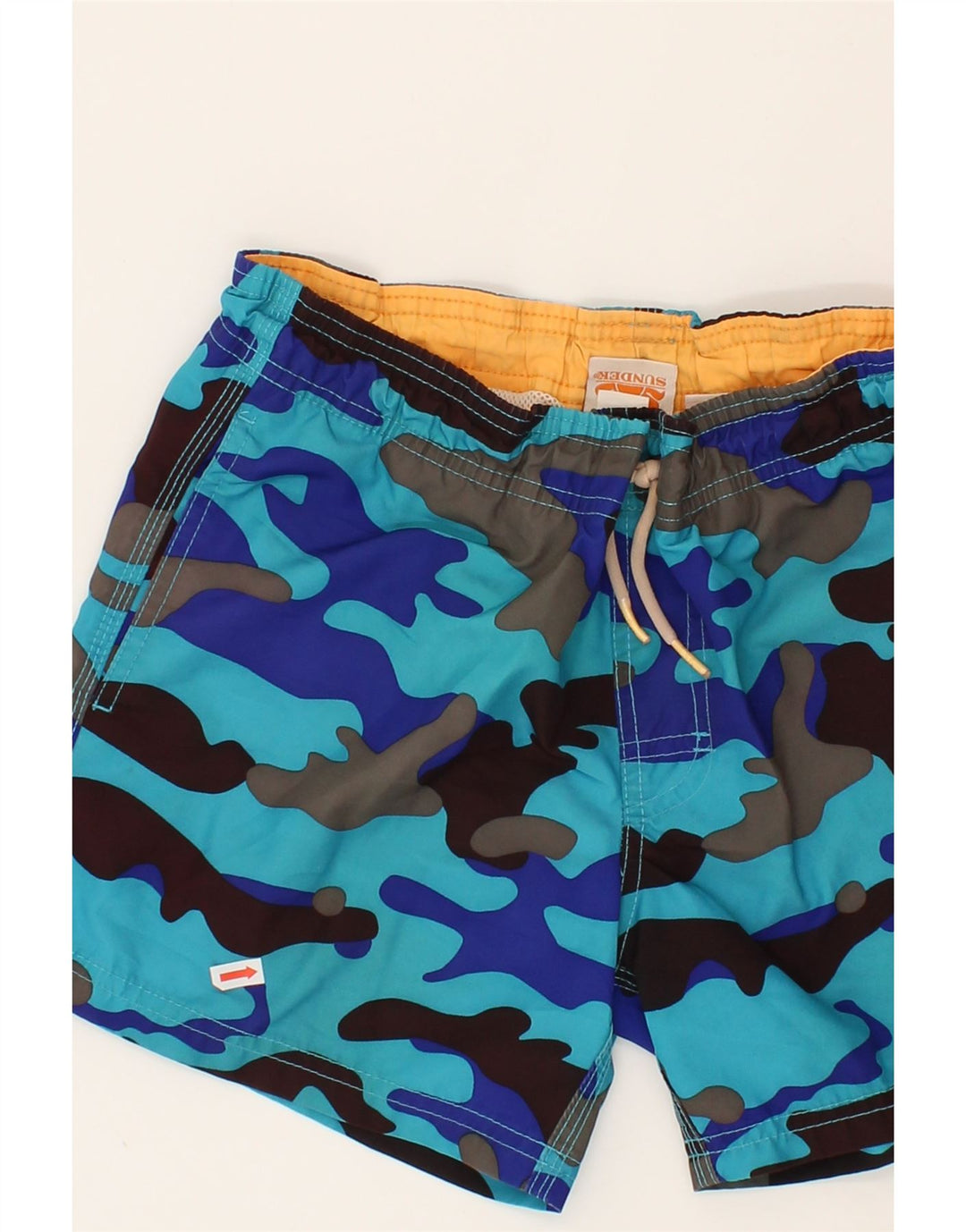 SUNDEK Boys Swimming Shorts 11-12 Years Blue Camouflage Polyester Vintage Sundek and Second-Hand Sundek from Messina Hembry 