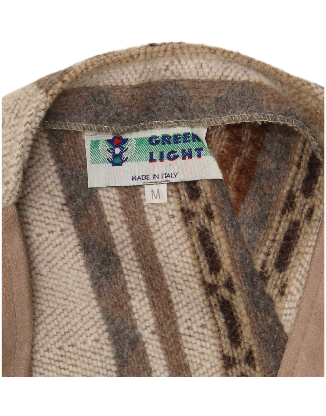 Vintage Herren Utility Gilet UK 38 Mittelgraue geometrische Wolle
