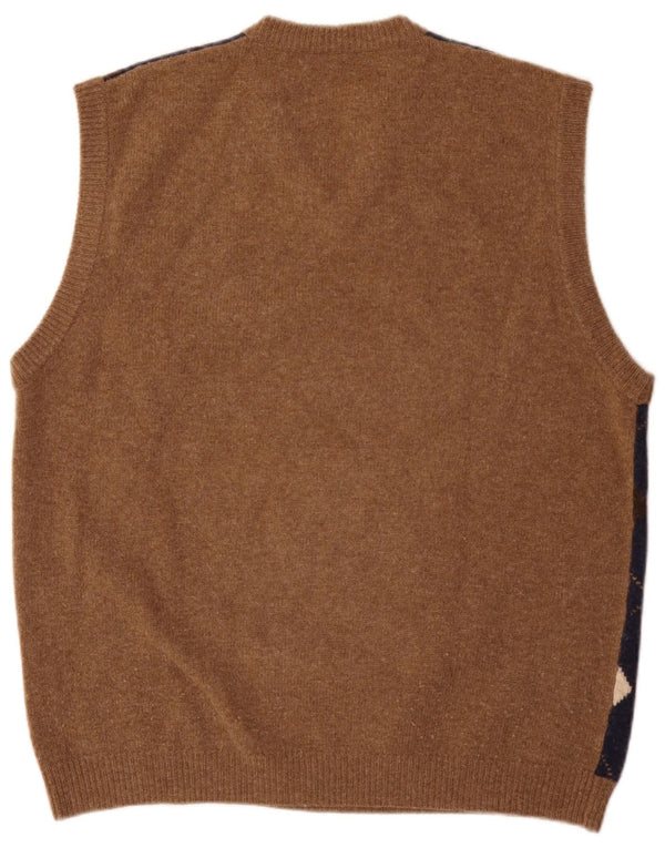Aquascutum Herren Weste Tank Top Mittelbeige Argyle/Diamond Wool