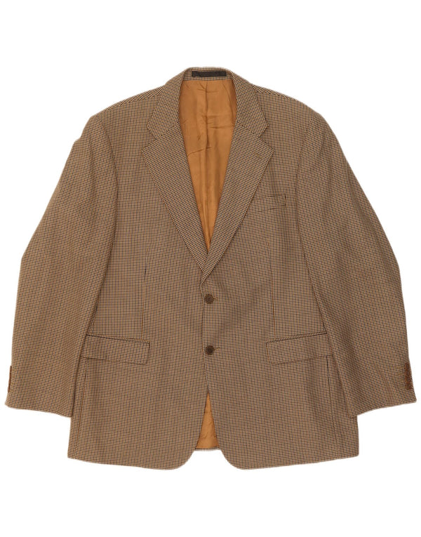 Marks & Spencer Herren-Blazer, lang, mit 2 Knöpfen, UK 44, XL, beige Hahnentrittmuster