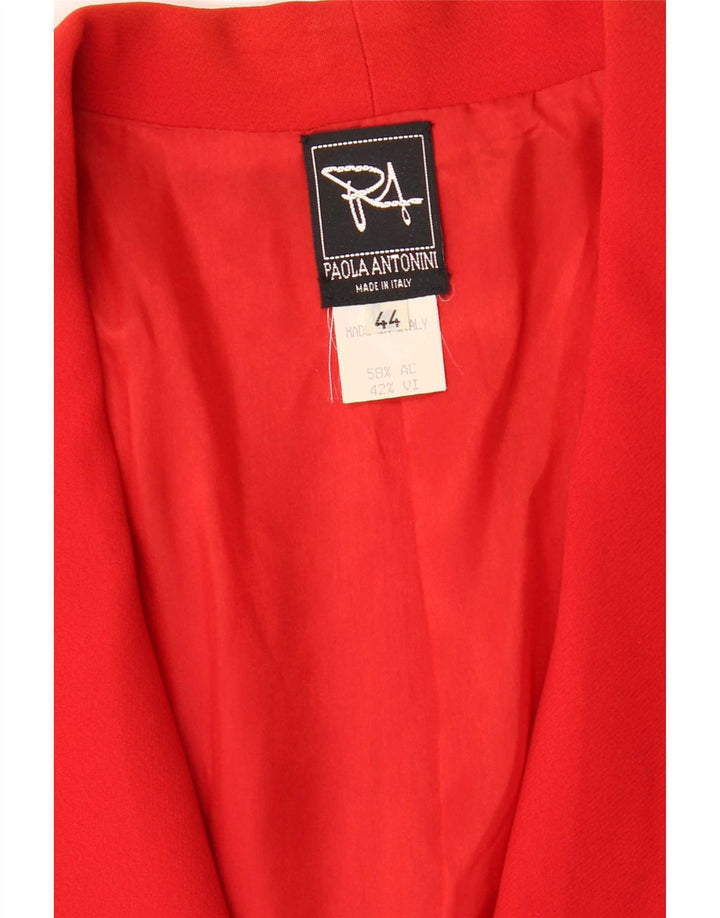 Paola Antonini Damen 1-Knopf-Blazerjacke IT 44 Mittelrotes Acetat