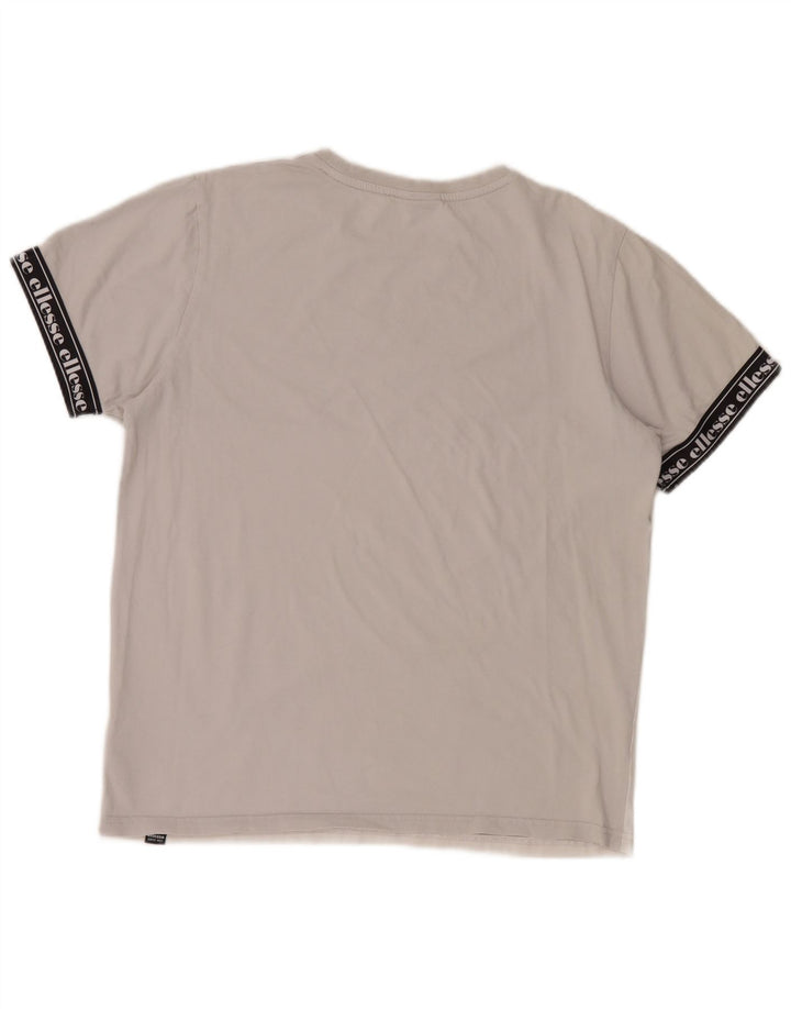 Ellesse Herren Grafik-T-Shirt-Oberteil aus mittelgrauer Colourblock-Baumwolle