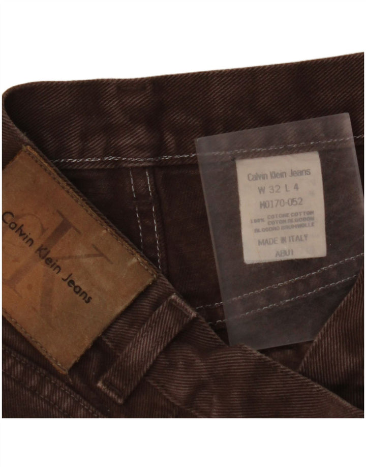CALVIN KLEIN Herren Tapered Jeans W32 L34 Braune Baumwolle