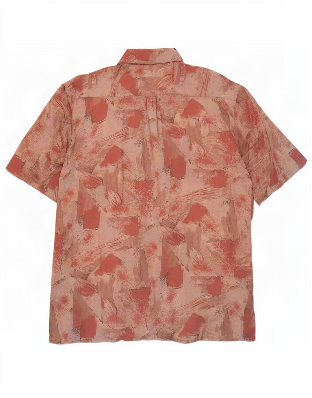Vintage Herren-Kurzarmhemd mit abstraktem Muster, mittelrosa Viskose
