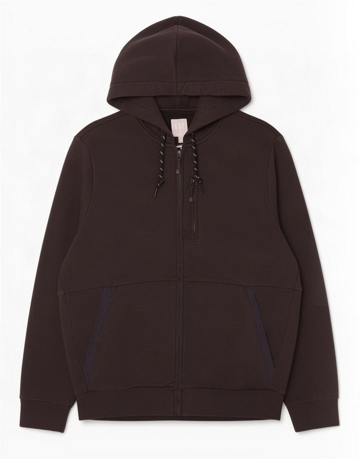 Gap Herren-Kapuzenpullover mit Reißverschluss, mittelschwarz, Baumwolle
