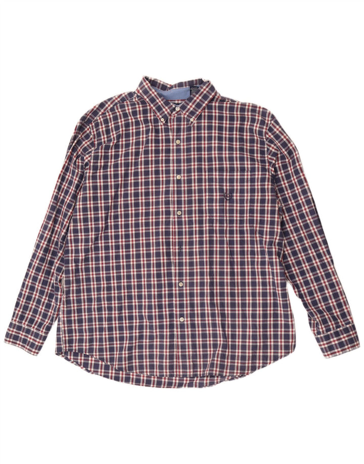 Chaps Herren-Hemd, pflegeleicht, 2XL, marineblau, kariert, Baumwolle