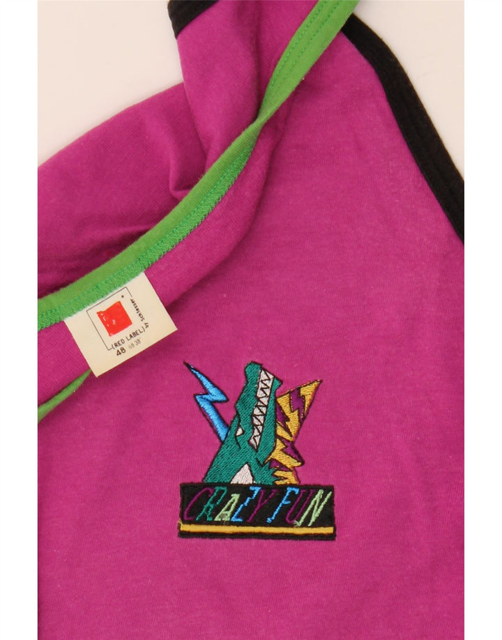 VINTAGE Damen Weste Top IT 48 XL Rosa Baumwolle