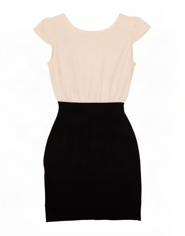 Karen Millen Damen Etuikleid US 2 XS Schwarze Colourblock-Viskose
