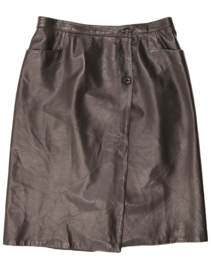 Vintage Damen Lederrock IT 46 Groß W30 Schwarz