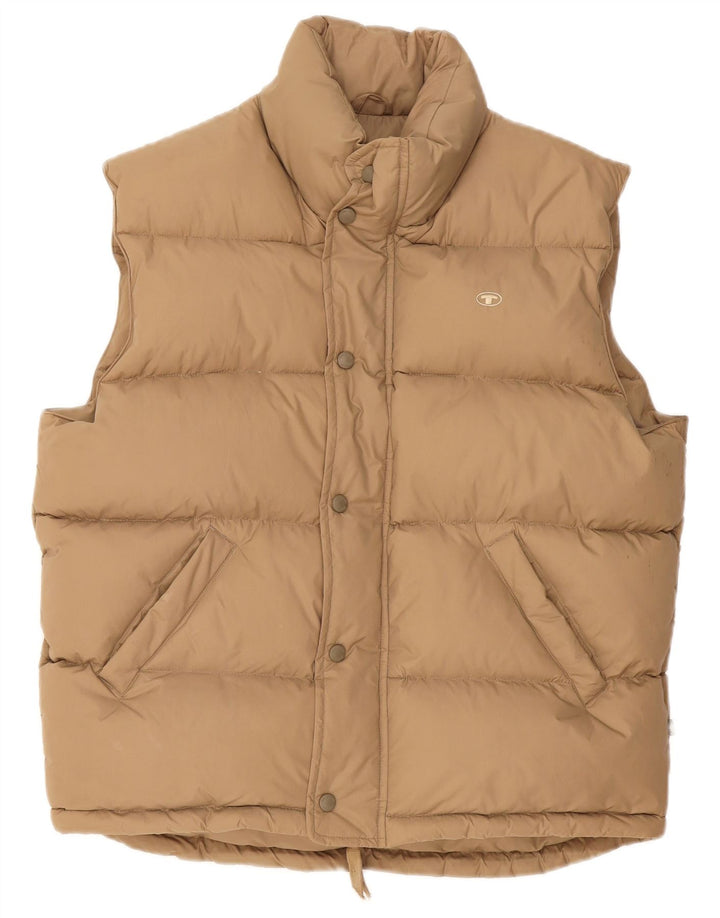 Tom Tailor Herren Wattierte Weste UK 40 Large Beige Polyamid