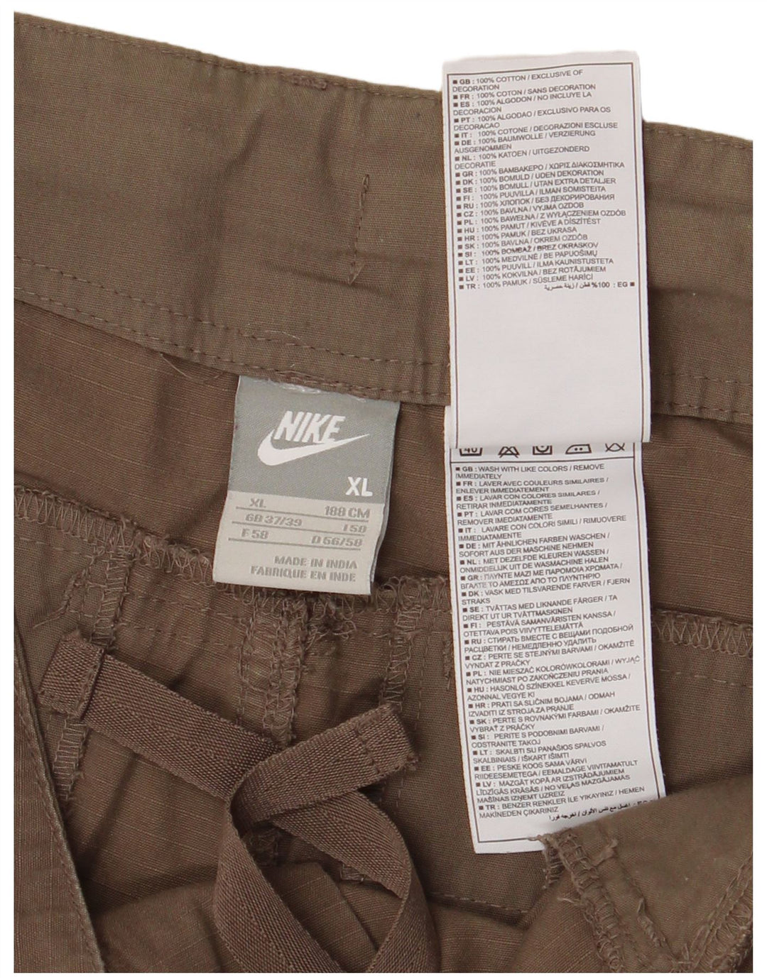 NIKE Herren Cargo Shorts W38 XL Braune Baumwolle