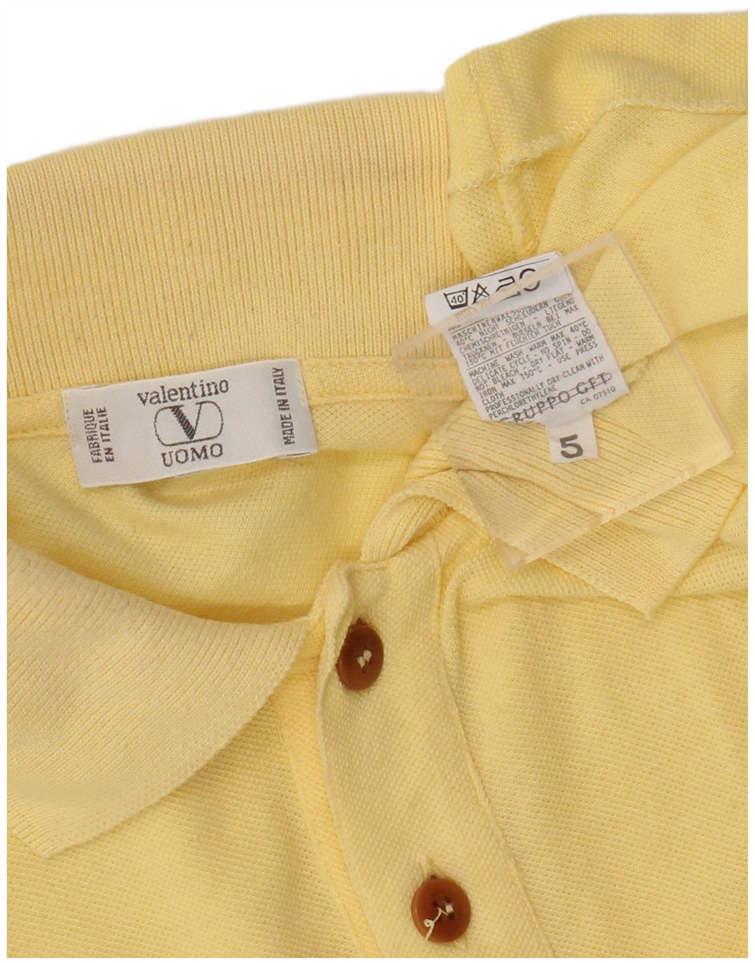 Valentino Herren-Poloshirt, groß, gelbe Baumwolle
